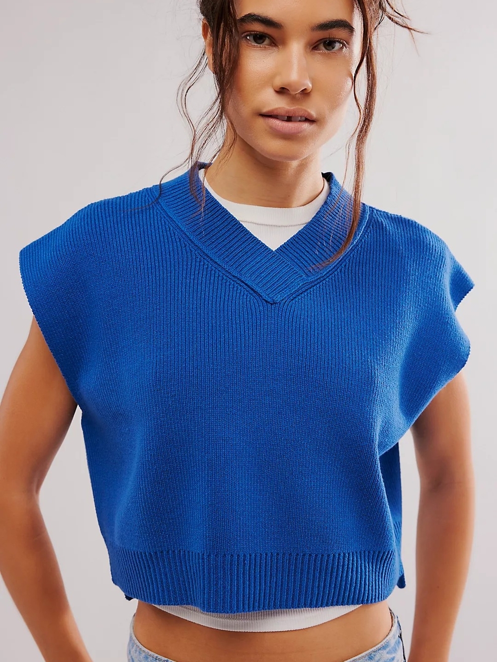 Free People Easy Street Vest Blue